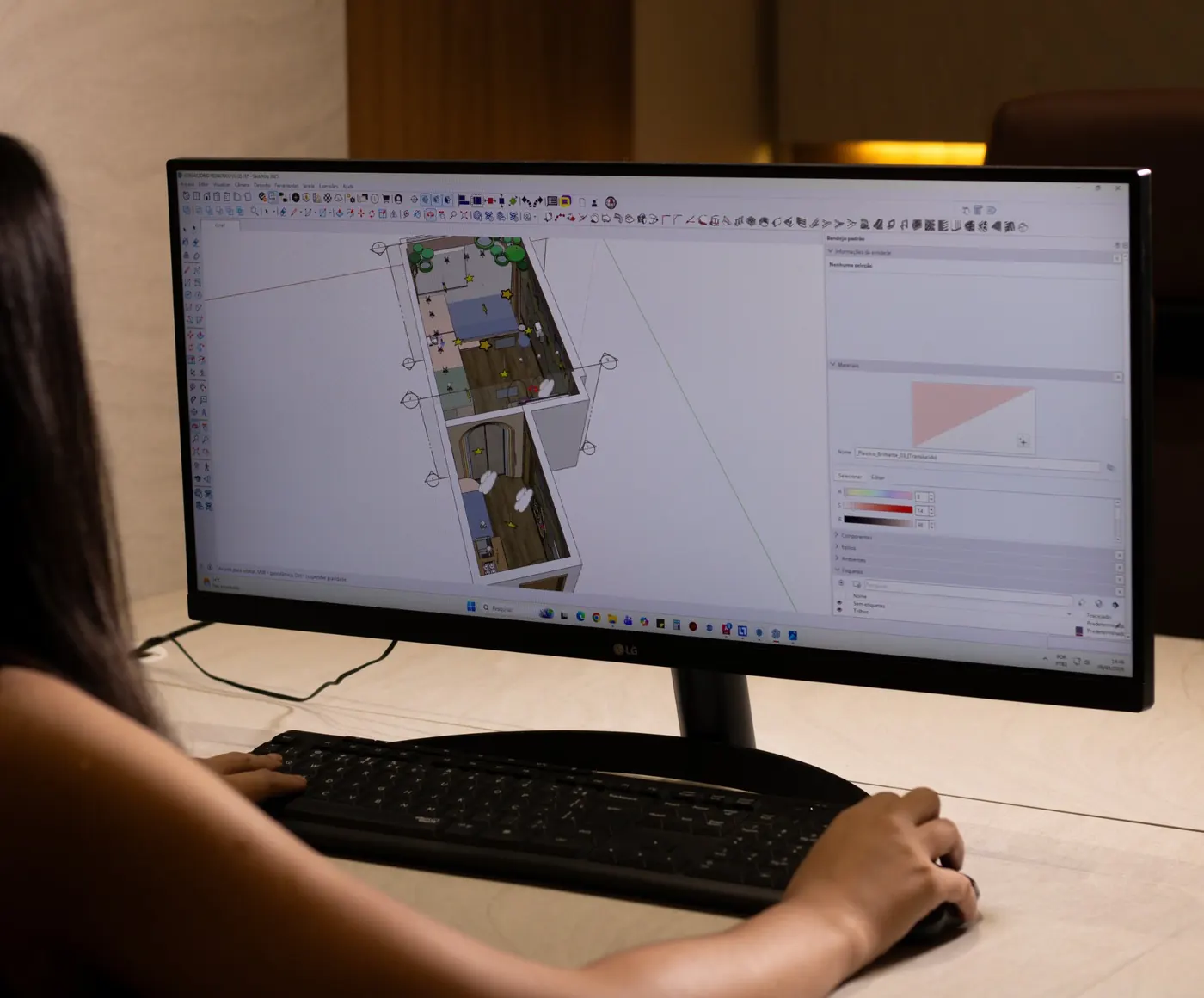 Projeto de interiores desenvolvido pela Véru em modelagem 3D
